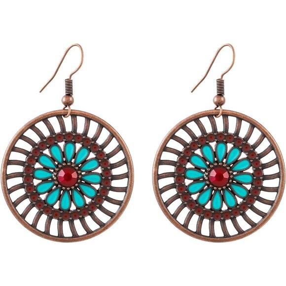 Bronze Flower Statement Vintage Cute Long Summer Earring for Women Jewelry - Picture 1 of 9